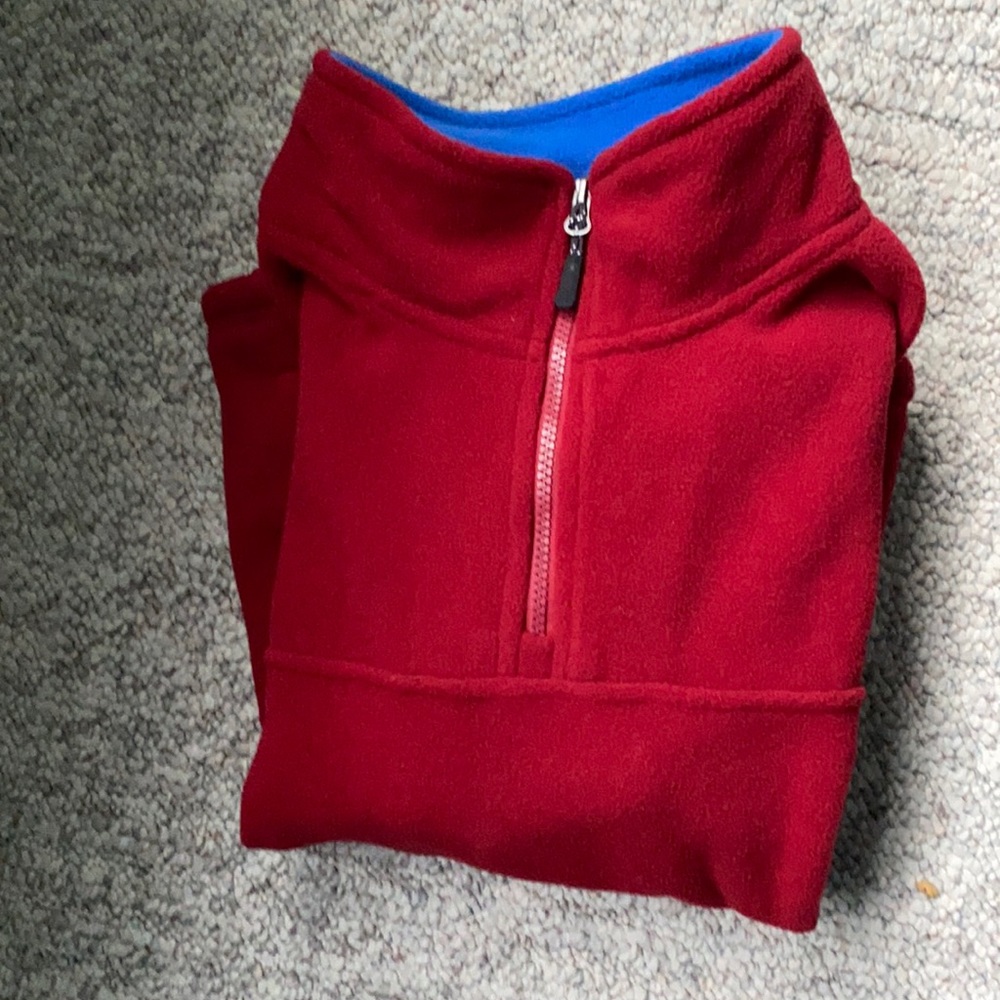 Dark red fleece quarter zip